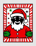 Festive Santa Claus Red Green Stars Rug