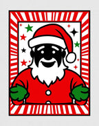 Festive Santa Claus Red Green Stars Rug