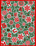 Red Green Christmas Letter Snowflake Collage Rug