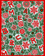Red Green Christmas Letter Snowflake Collage Rug