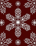 Deep Red White Snowflake Bloom Accent Rug