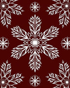 Deep Red White Snowflake Bloom Accent Rug