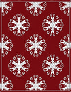 Crimson White Snowflake Arabesque Rug