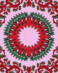 Pink Red Green Floral Mandala Rug