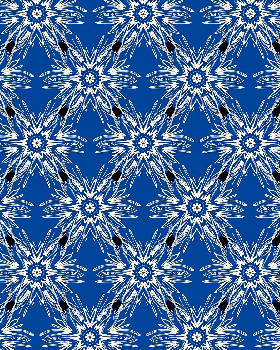 Royal Blue Starburst Floral Rug