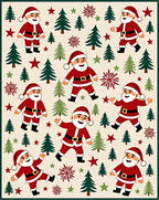 Festive Santa Claus Christmas Trees Rug