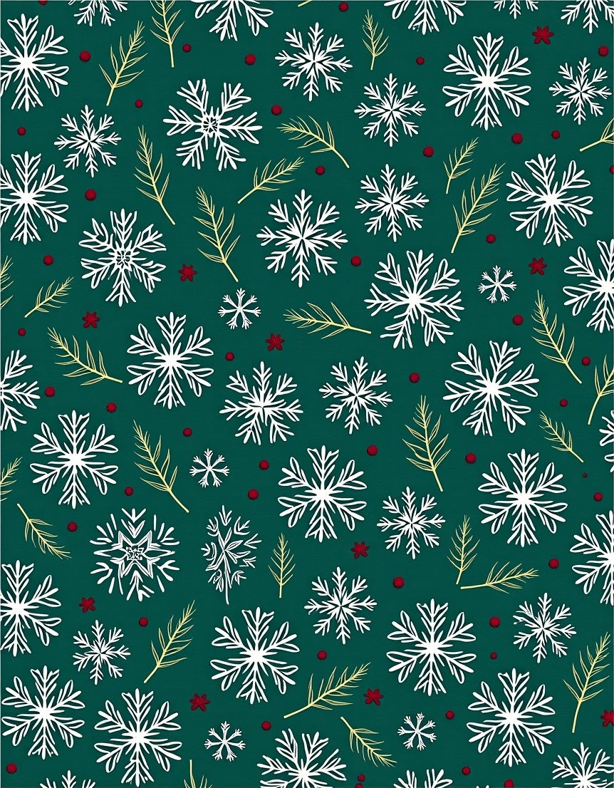 Forest Green Winter Snowflake Medley Rug