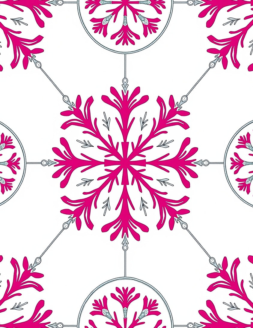 Vibrant Pink Floral Snowflake Medallion Rug