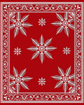 Crimson White Snowflake Ornamental Border Rug