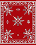 Crimson White Snowflake Ornamental Border Rug
