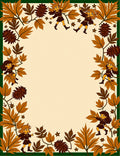 Autumn Children Leaf Pinecone Border Rug