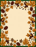 Autumn Children Leaf Pinecone Border Rug