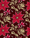 Deep Red Floral Vine Garden Rug