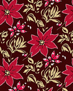 Deep Red Floral Vine Garden Rug