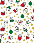 Whimsical Christmas Figures Golden Stars Rug