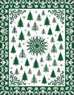 Green Forest Pine Tree Snowflake Medallion Rug