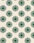 Deep Green Snowflake Medallion Cream Rug