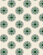 Deep Green Snowflake Medallion Cream Rug