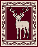 Reticulated Deer Bordered Jewel Tone Rug