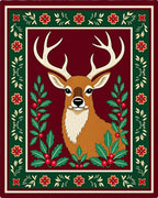 Festive Deer With Holly Border Rug