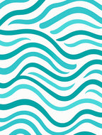 Teal Aqua Wavy Stripes Rug