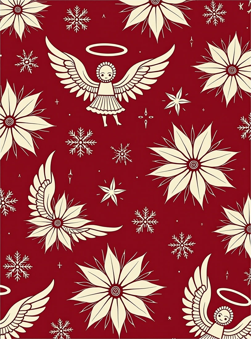 Crimson Angel Snowflakes Poinsettia Collage Rug