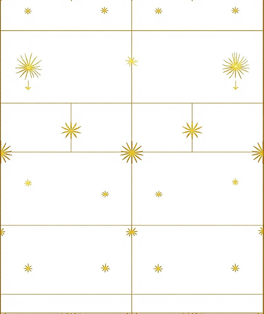 Golden Starburst Grid White Rug