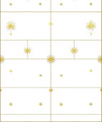 Golden Starburst Grid White Rug