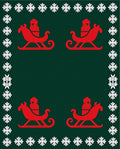 Red Sleigh Snowflakes Border Rug