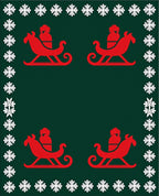 Red Sleigh Snowflakes Border Rug