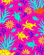 Whimsical Pink Turtle Fish Coral Rug