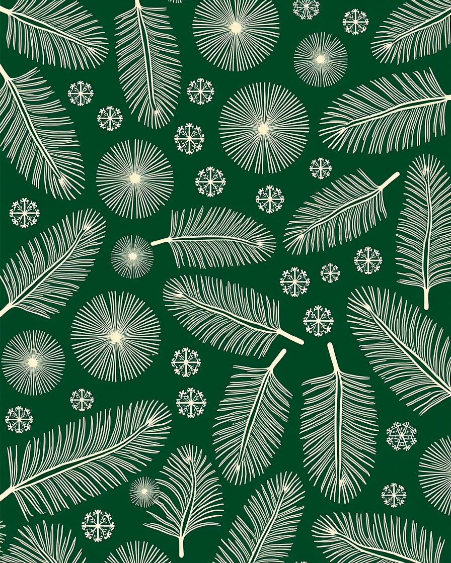 Emerald Pine Needle Snowflake Medley Rug