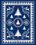 Winter Blue White Christmas Tree Reindeer Rug