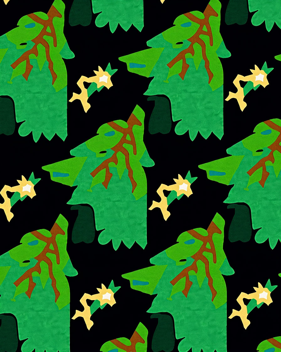 Whimsical Green Forest Creatures Rug