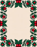 Crimson Holly Berry Garland Border Rug