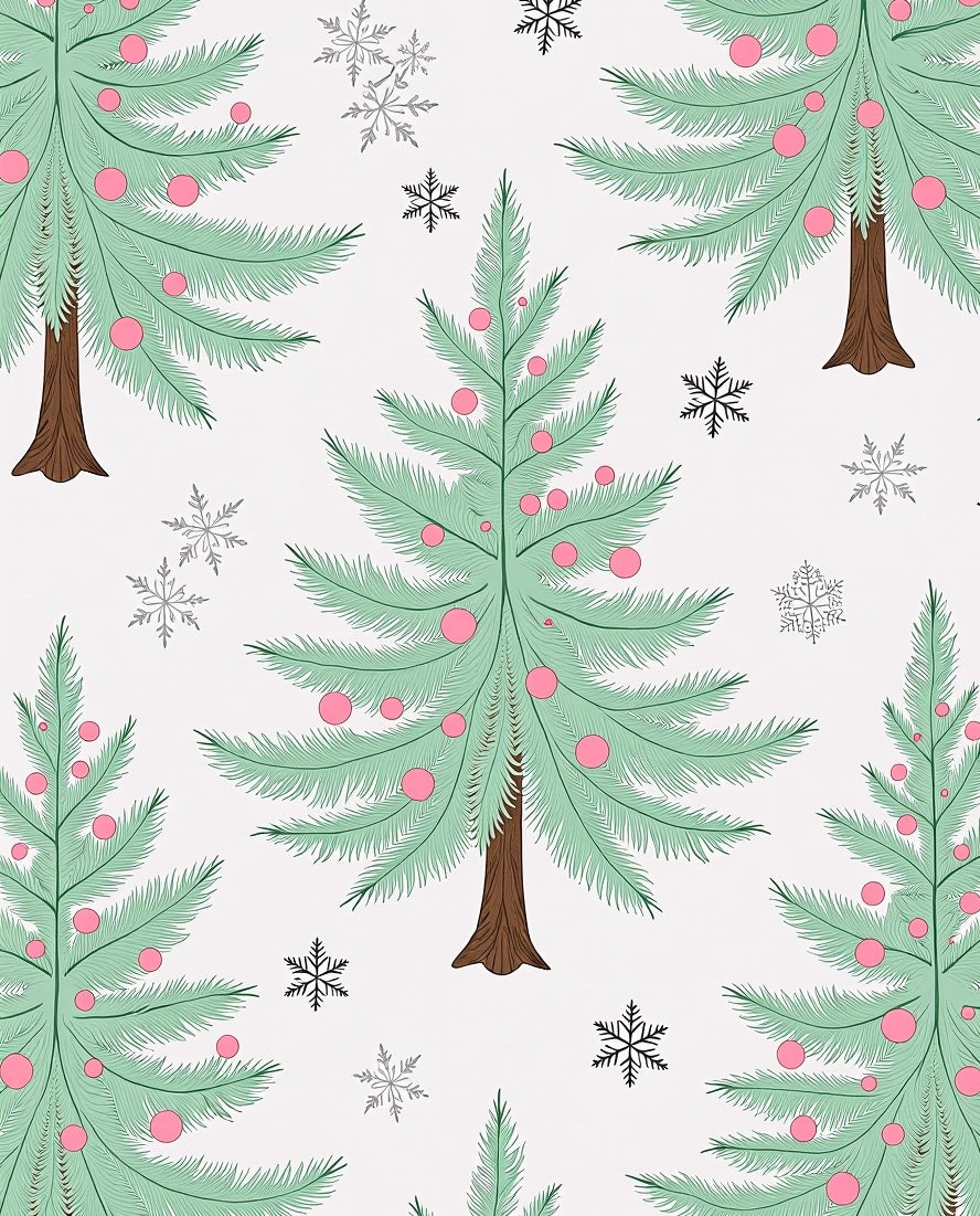 Whimsical Mint Christmas Trees Snowflakes Rug