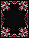 Black Floral Pink Cream Border Rug