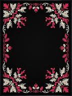 Black Floral Pink Cream Border Rug