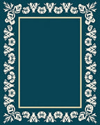 Deep Teal Floral Border Rug