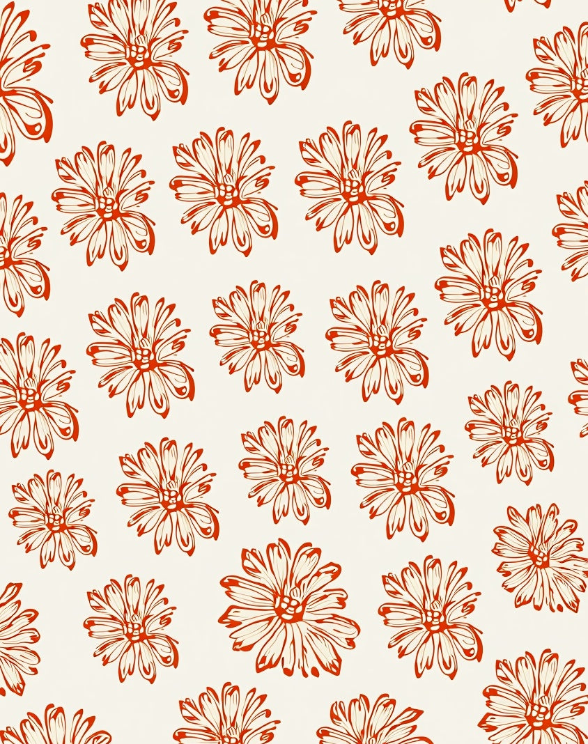 Cranberry Outline Daisy Garden Rug