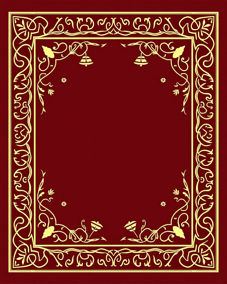 Deep Red Luxury Floral Swirl Border Rug