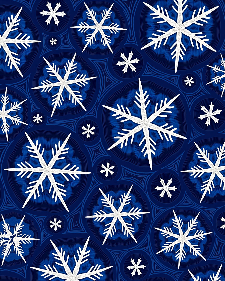 Deep Blue Snowflake Mandala Medallion Rug
