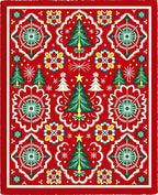 Crimson Evergreen Star Holiday Rug