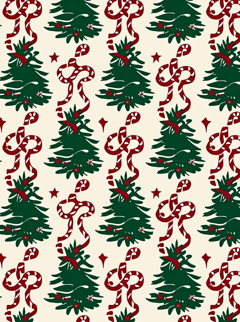 Festive Green Christmas Trees Ribbon Accents Rug