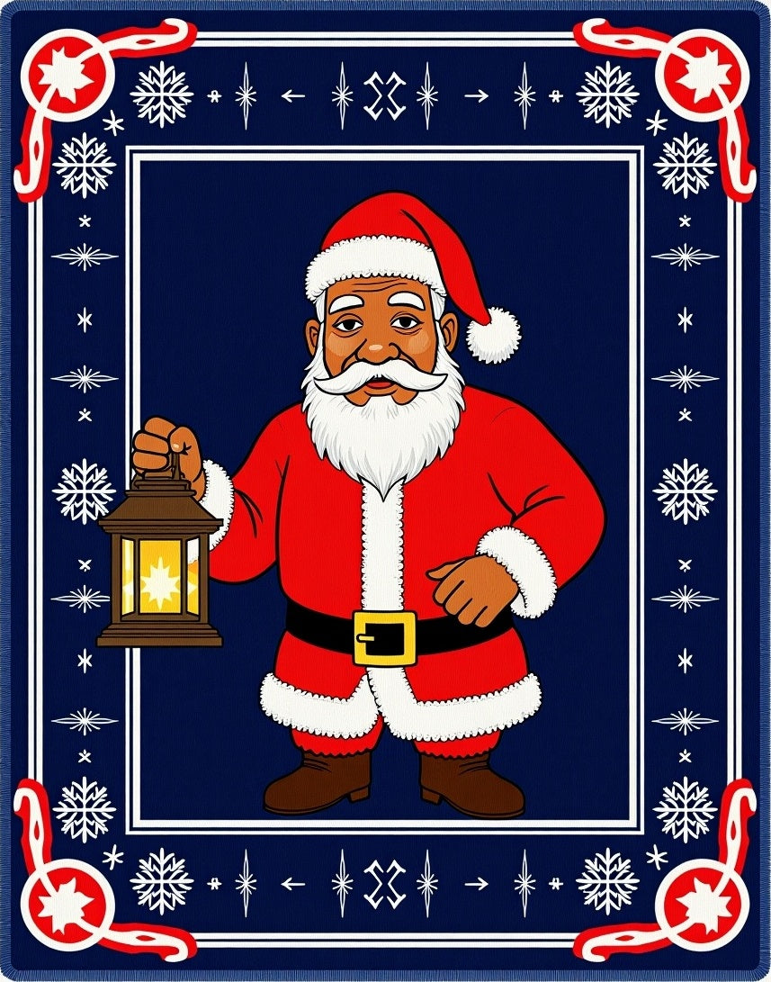 Festive Santa Claus Midnight Lantern Rug