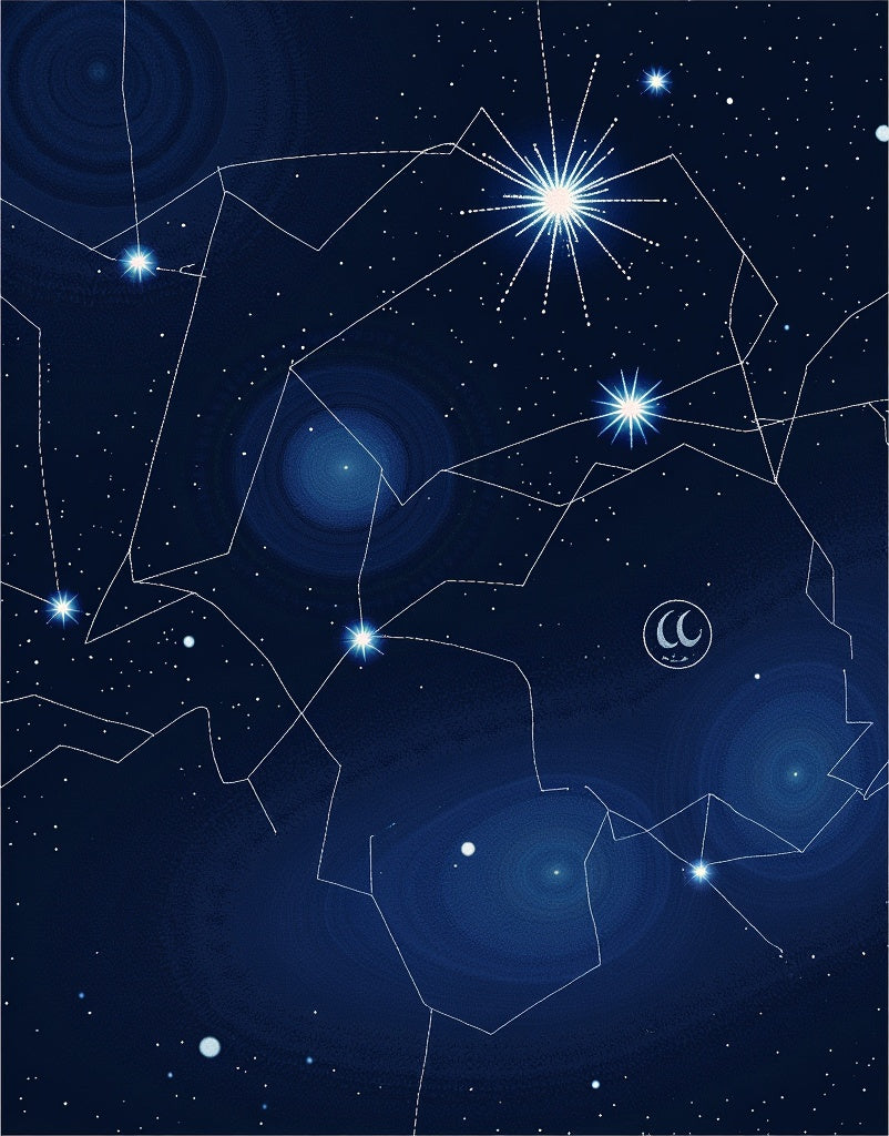 Cosmic Midnight Blue Celestial Map Rug