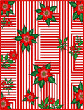 Red White Striped Poinsettia Collage Rug