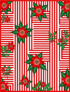 Red White Striped Poinsettia Collage Rug