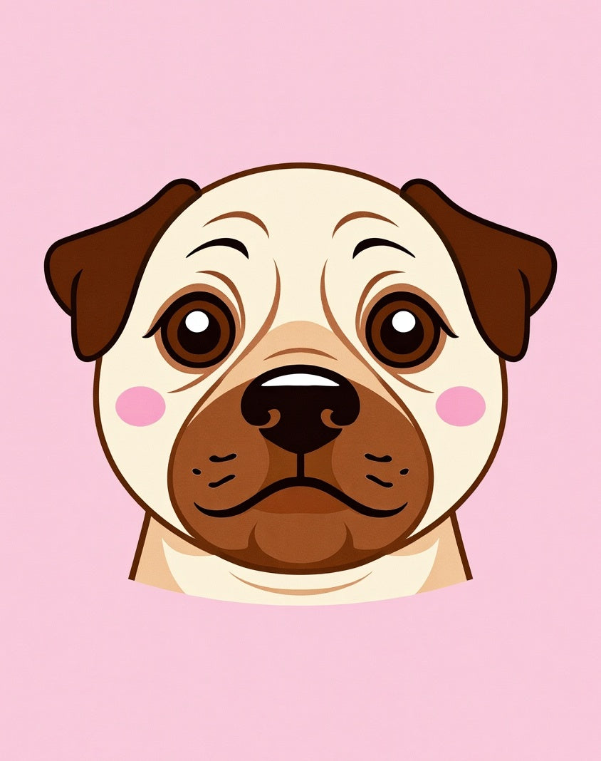 Cute Pug Face Pink Background Rug
