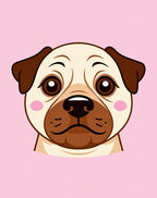 Cute Pug Face Pink Background Rug